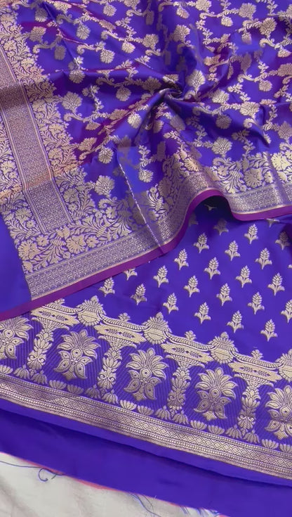 Pure Banarasi Silk Unstitched Suit With Jaal Dupatt