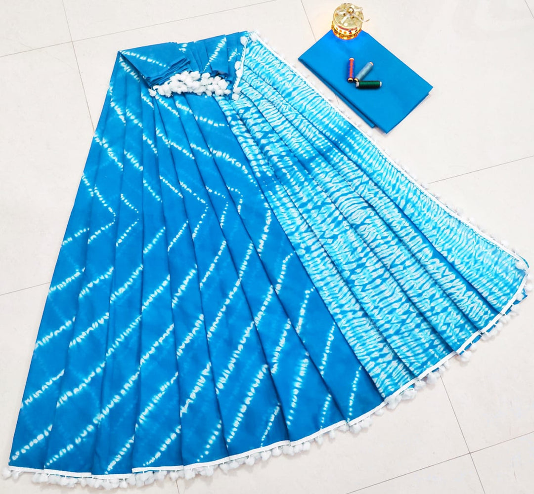 Pure Hand Block Cotton Sarees With Blouse