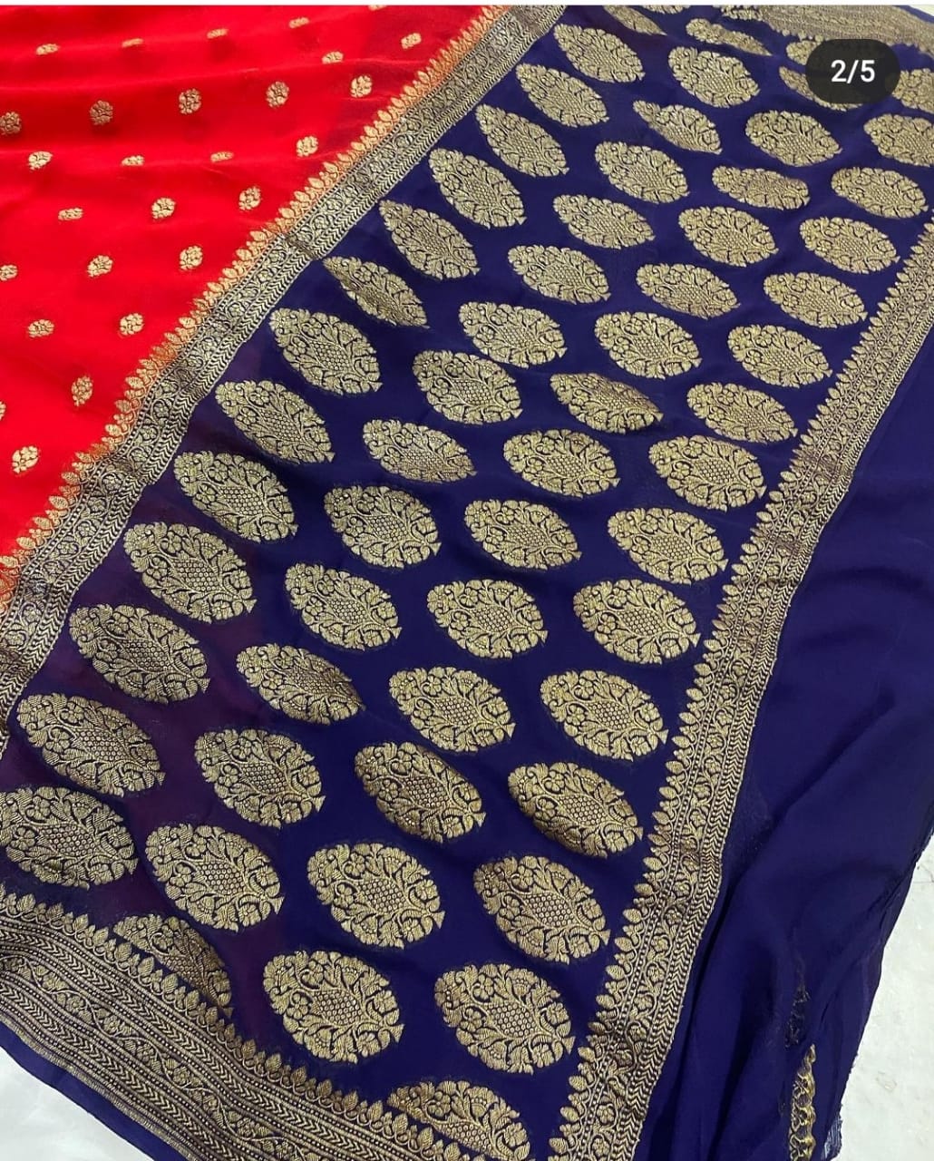 Handloom Banarasi Semi khaddi Georgette Silk Saree