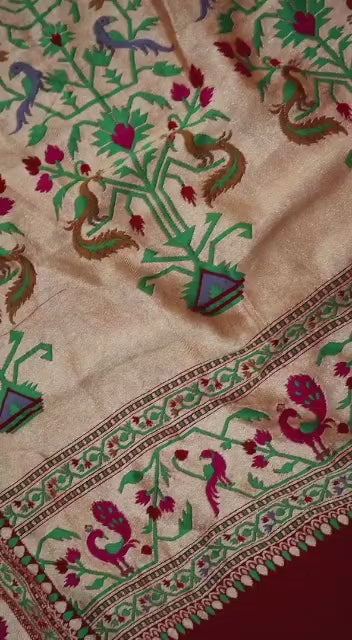 Pure Khaddi Georgette Pathni Tilfi Minakari Shikargah with Bandhani.