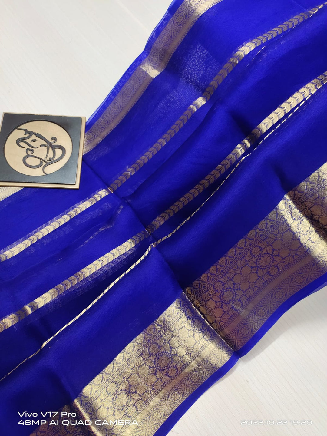 Semi Kora Organza Zari Stripe Silk Saree With Blouse