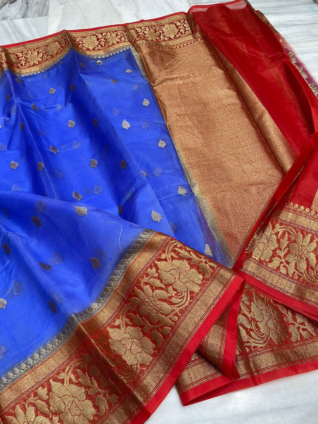 Banarasi Semi Kora Organza Silk Saree With Blouse