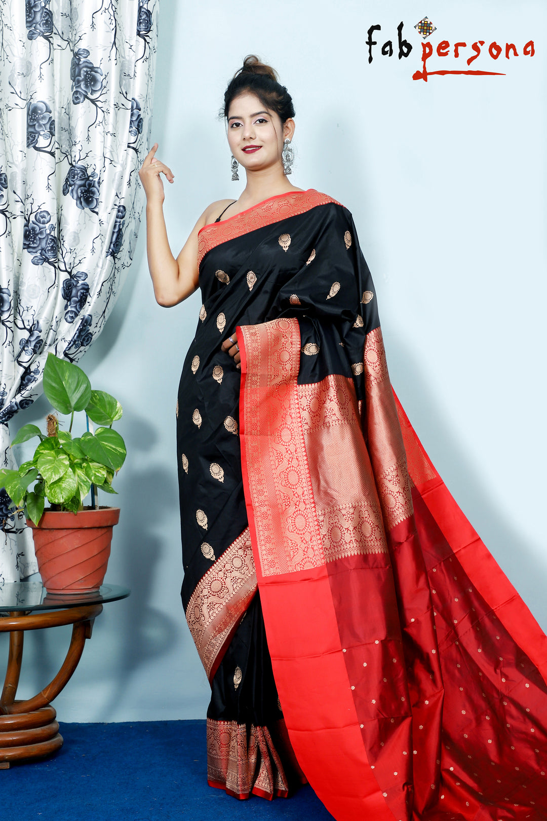 Black Color Pure Katan Silk Saree With Antique Zari Work ( Silk Mark Certified)