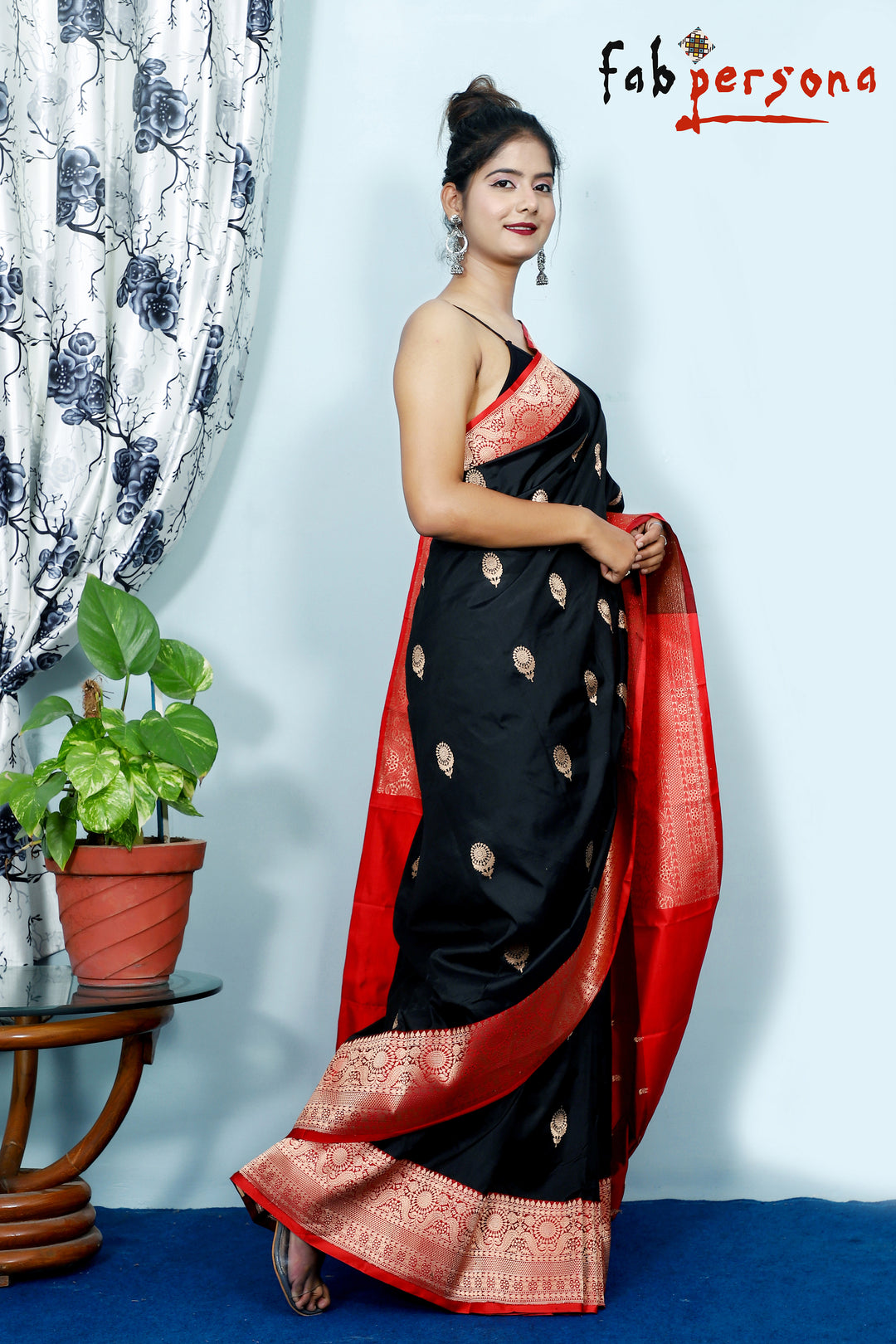 Black Color Pure Katan Silk Saree With Antique Zari Work ( Silk Mark Certified)