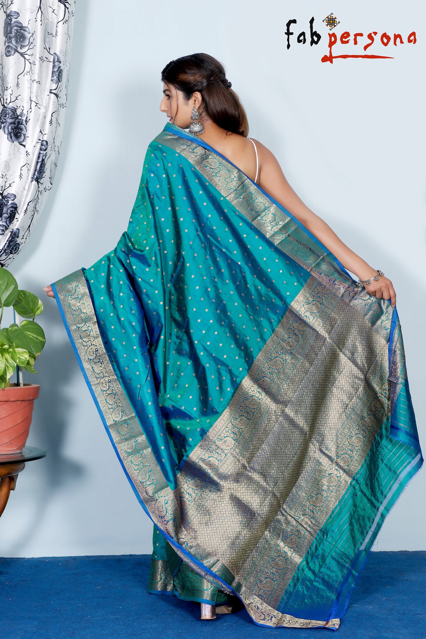 Green Color Pure Katan Silk Saree With Antique Zari Work ( Silk Mark Certified)
