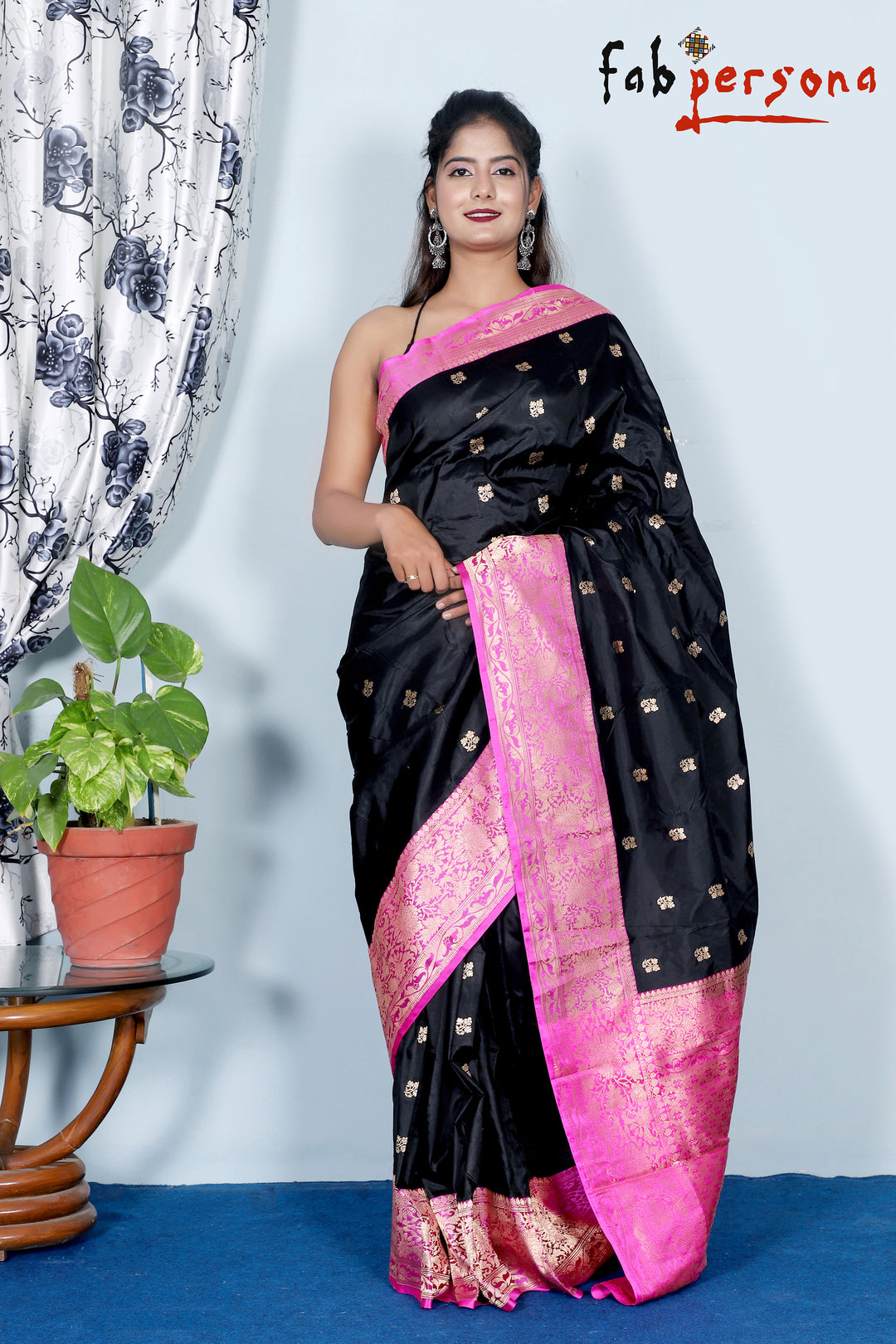 Black Color Pure Katan Silk Saree With Antique Zari Work ( Silk Mark Certified)