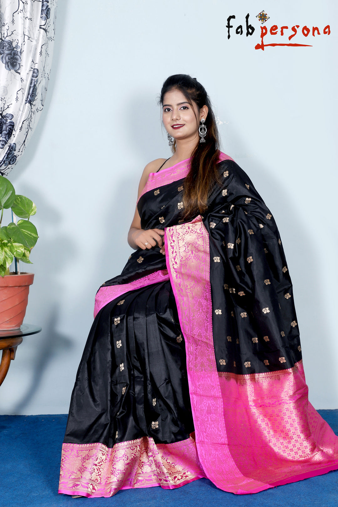 Black Color Pure Katan Silk Saree With Antique Zari Work ( Silk Mark Certified)