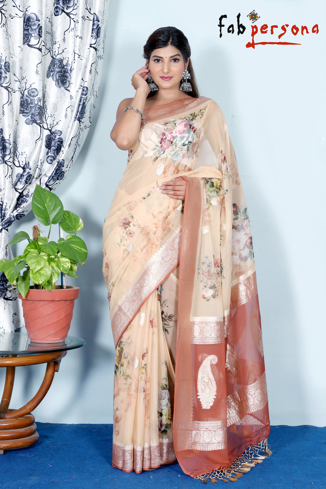 Pure Khaddi Georgette Digital Print Saree With Silk Mark Certificate  ( length- 6.3 meter )