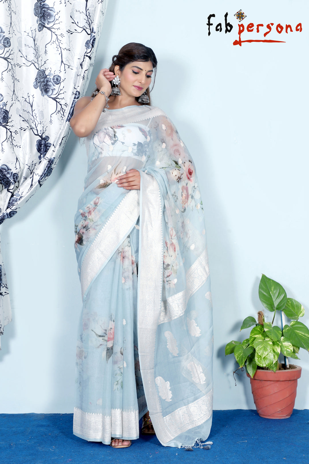 Pure Khaddi Georgette Digital Print Saree With Silk Mark Certificate  ( length- 6.3 meter )