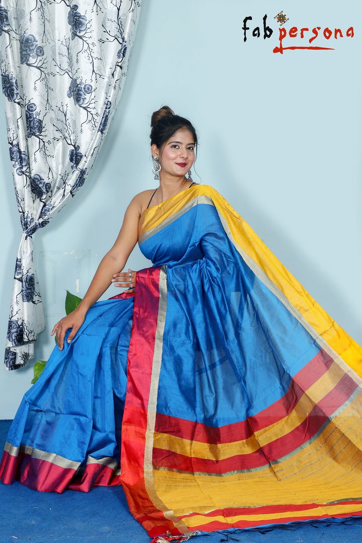 Silk Cotton Handloom Silver Maheswari Design Saree With Jacquard Border  ( length- 6.3 meter )