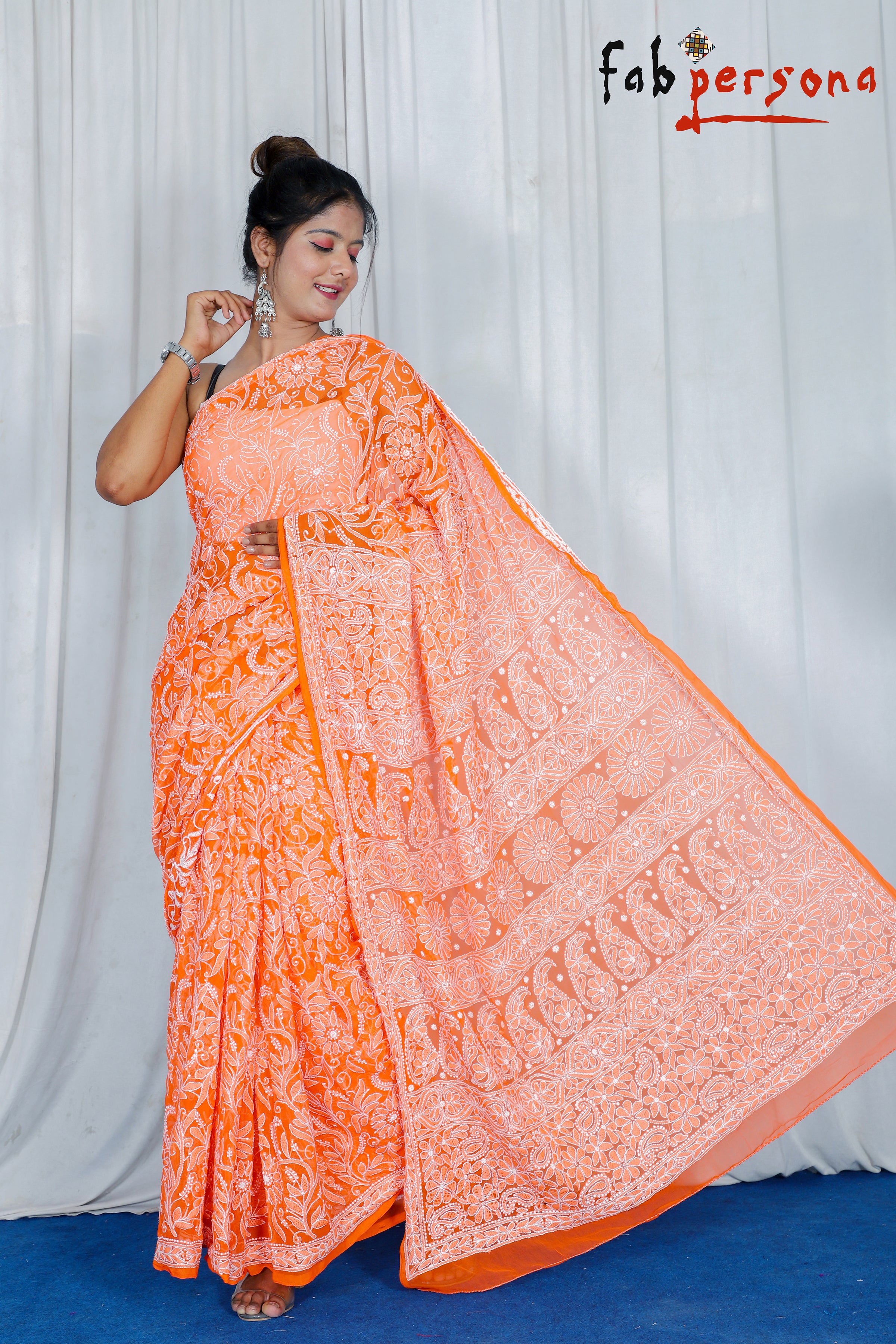 Buy Designer Lucknowi Chikankari Saree Online | Chikankari Sarees Collection