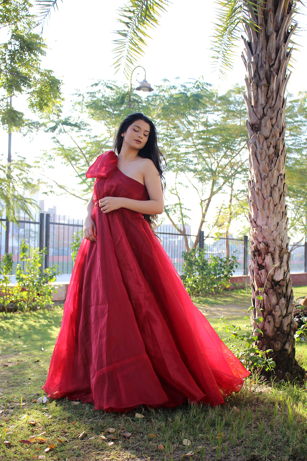 Red Color Designer Gown in Organza