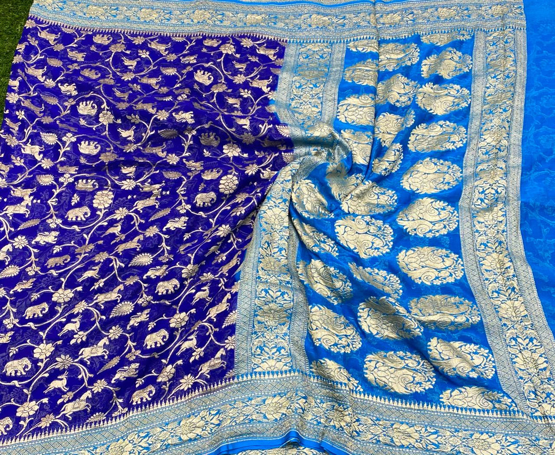 Khaddi Banarasi Silk Saree With Running Blouse ( length- 6.3 meter )
