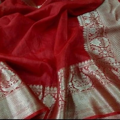 Pure Linen Border Saree With Running Blouse ( length- 6.3 meter )