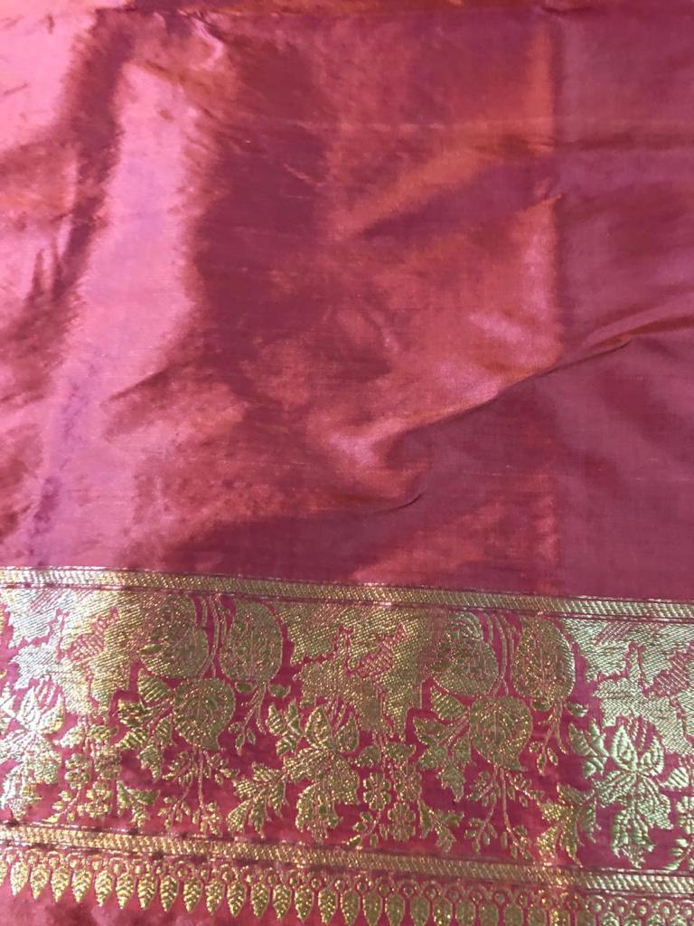 Pure Hand Weaving Traditional Jangla Work Saree In Pure katan silk .