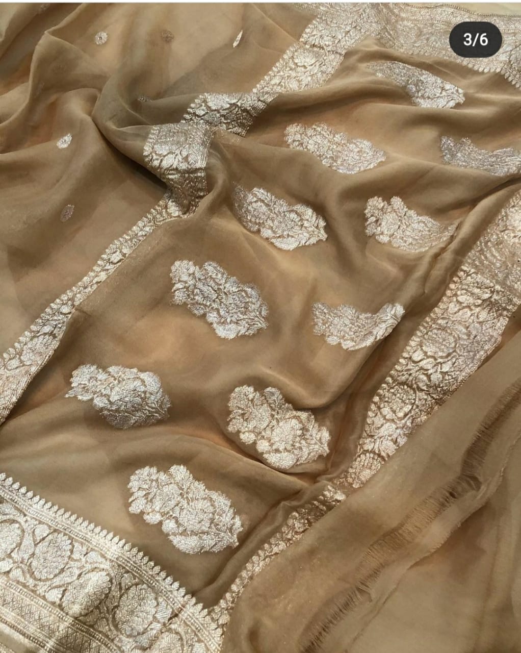 Pure Khaddi Chiffon Georgette Saree (6.2 meter)