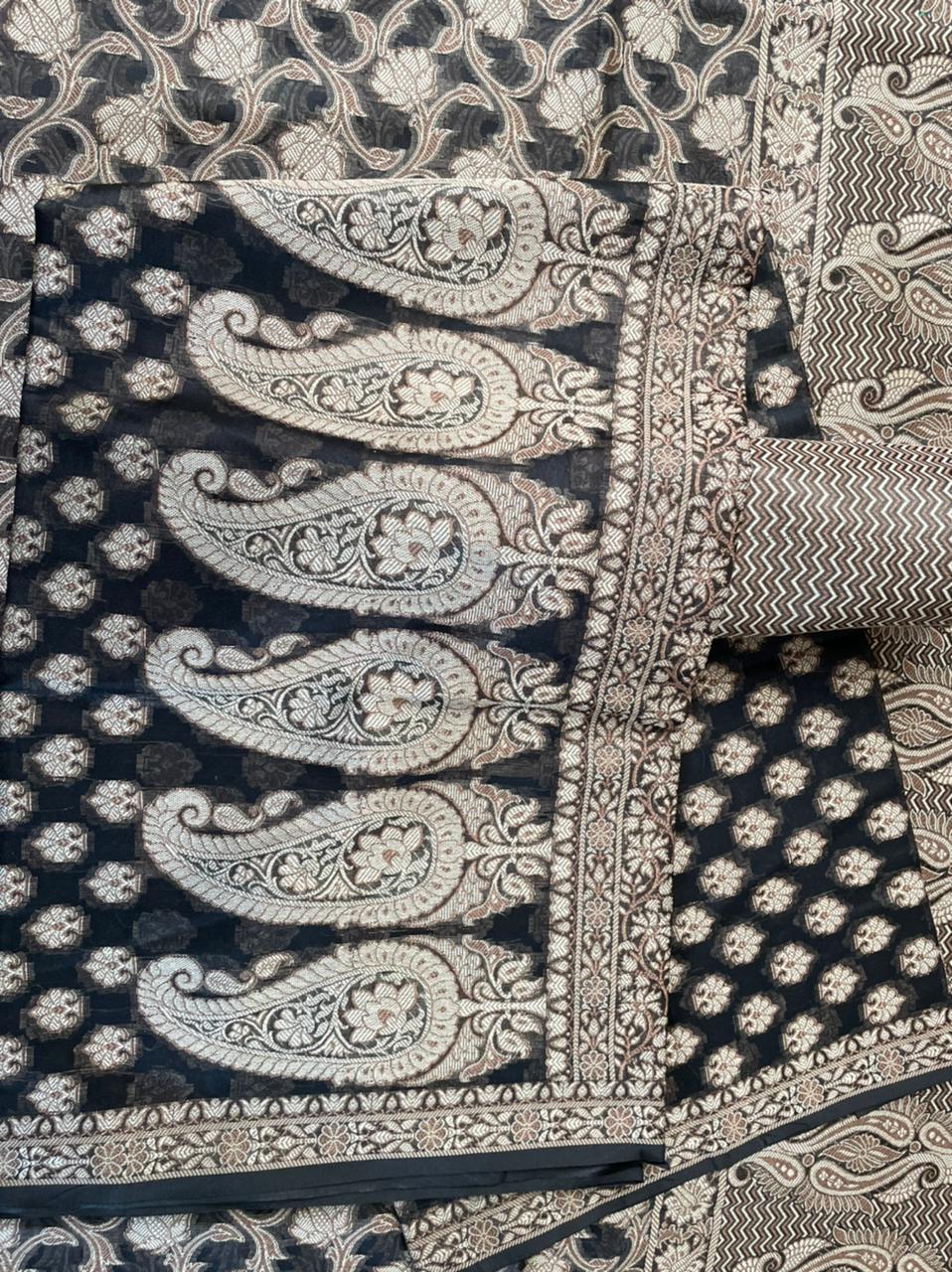 Pure Cotton silk unstitched suit with cotton silk Dupatta.