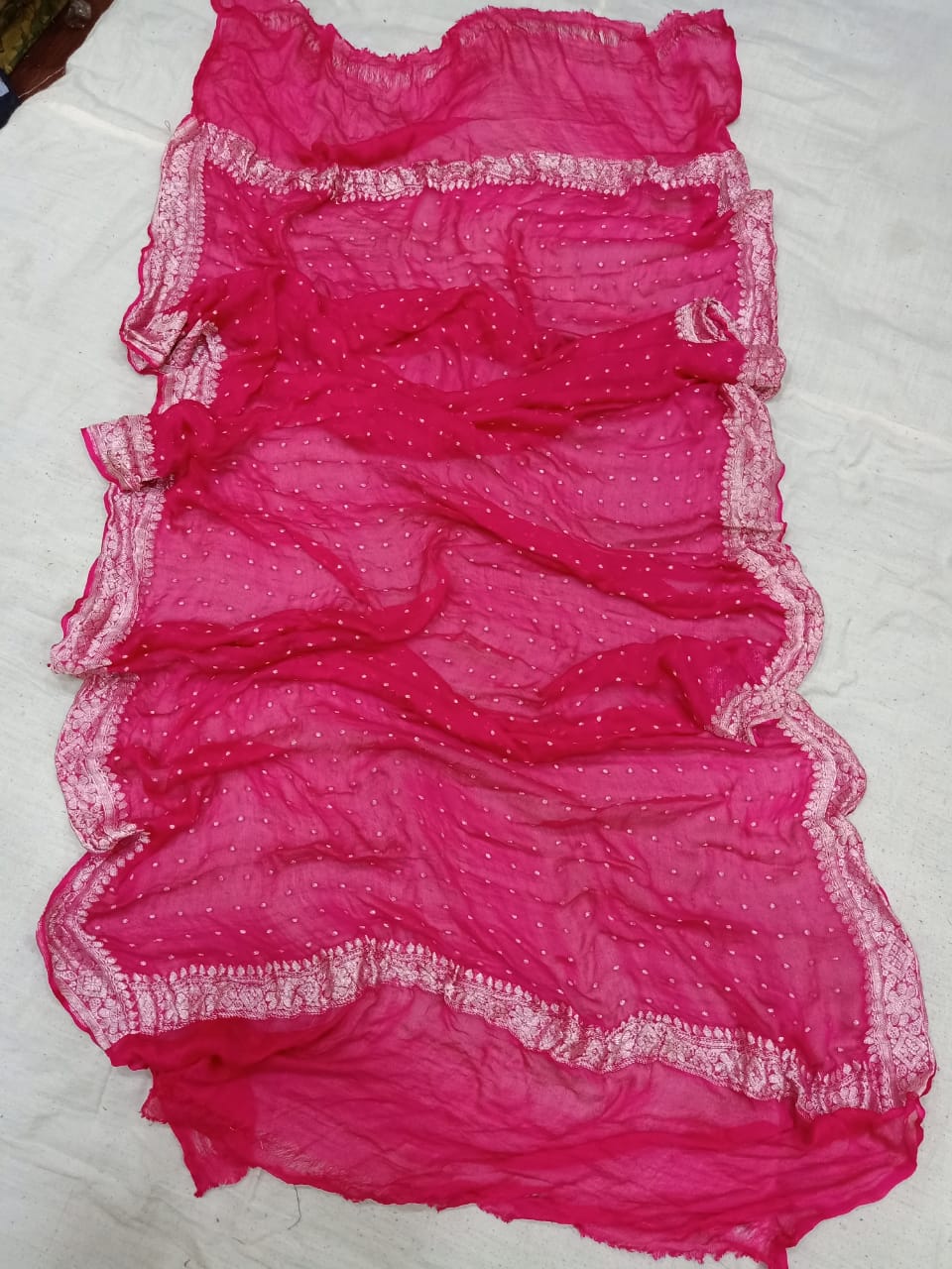 Pure Banarasi hand Loom khaddi Chiffon Dupatta.(Length 2.5 )