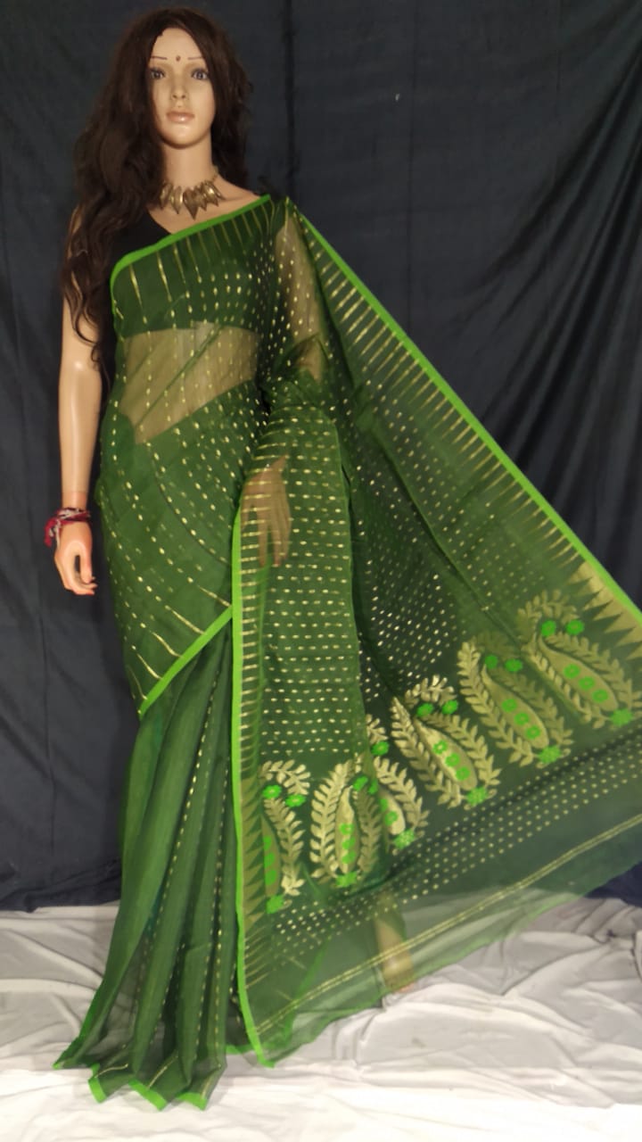 Pure Cotton Silk Jori Jamdani saree With weaving work. ( length- 6.3 meter )