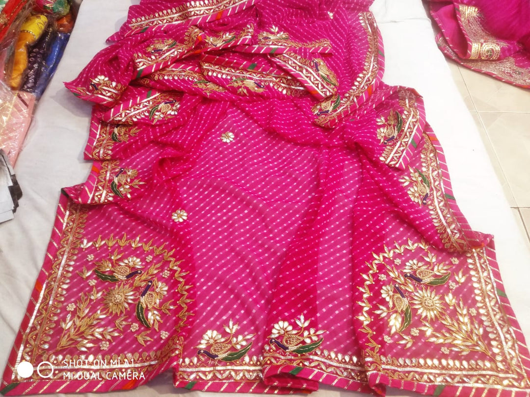 Traditional Gota Patti Leheriya Saree