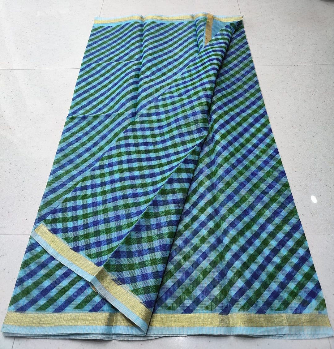 Kota Doriya cotton Hand Block Saree With Blouse