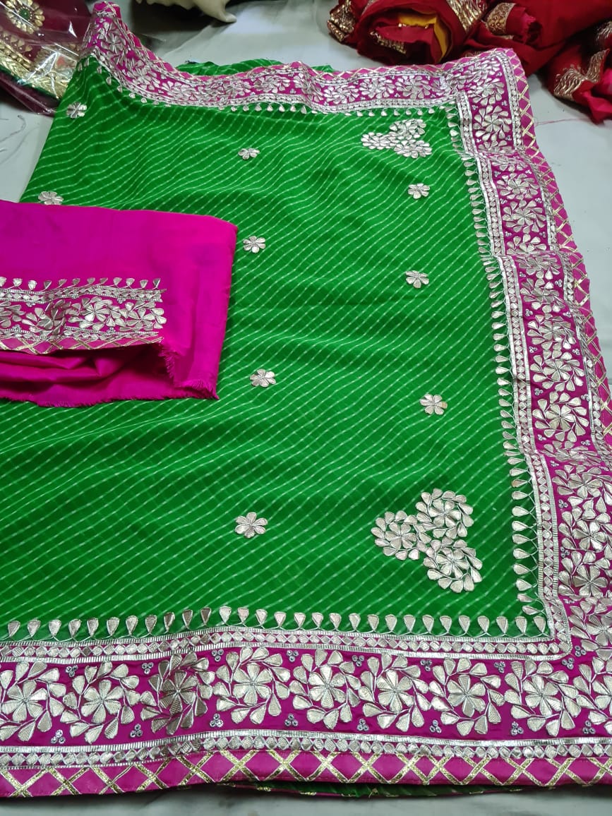 Traditional Gota Patti Leheriya Saree