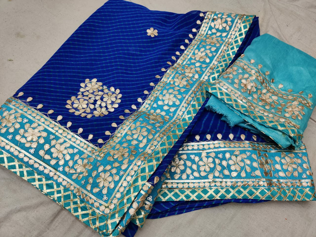 Traditional Gota Patti Leheriya Saree