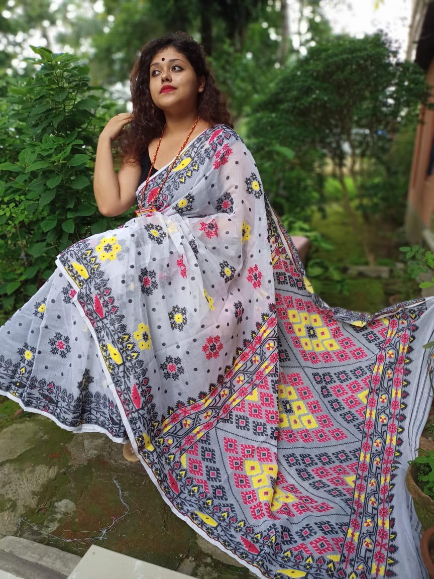 Bengals Handloom Cotton Silk Jamdani Saree .With Blouse