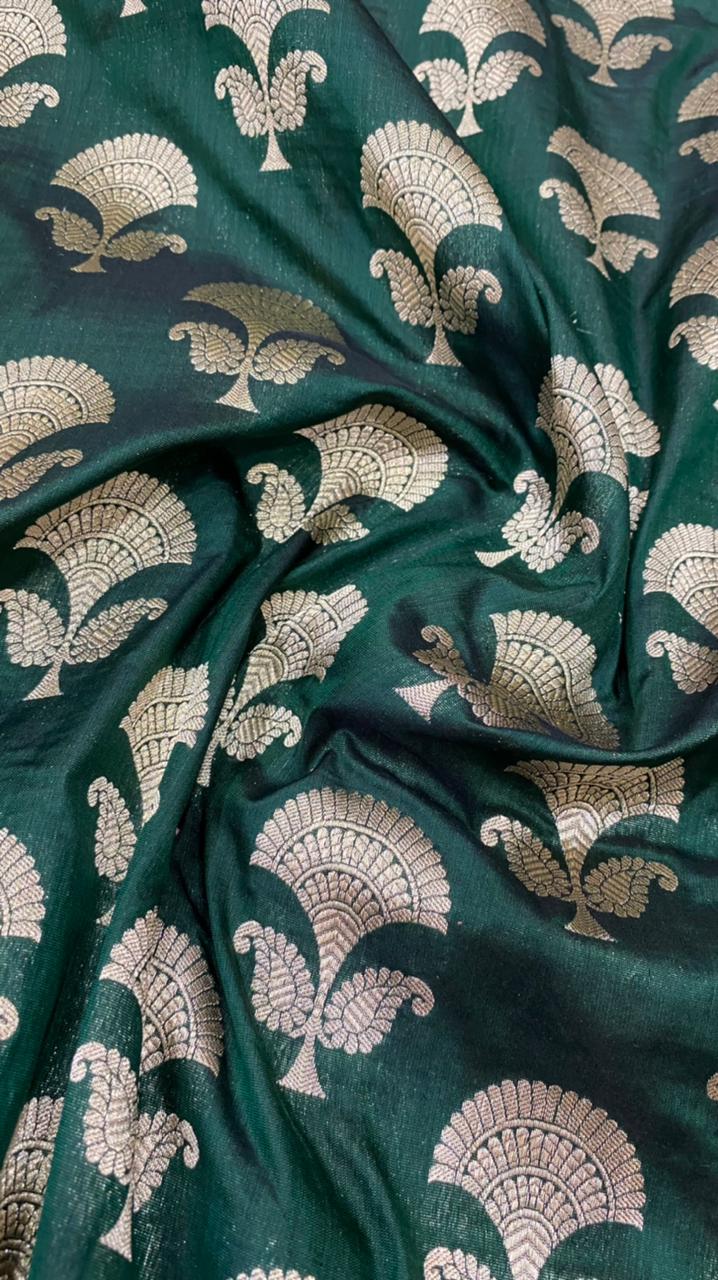 Bottle Green Color Pure Katan By Katan Kadhwa Weaved Silk Saree With Meenakari Work