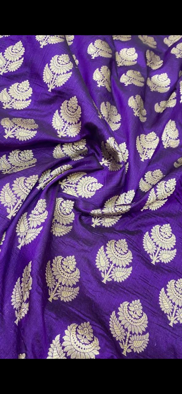 Purple Color Pure Katan By Katan Kadhwa Weaved Silk Saree With Meenakari Work