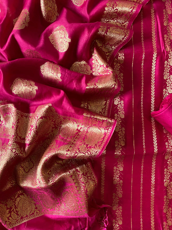 Pure Banarasi Resham Chanderi SilK Unstitched Suit With Resham Chanderi- Dupatta.