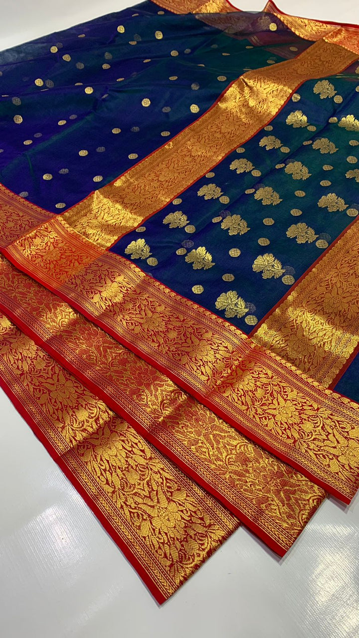 Pure Chanderi Handloom Pattu Silk Saree with Nakshi Border