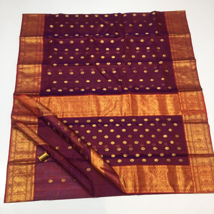 Pure Chanderi Handloom Pattu Silk Saree with Nakshi Border