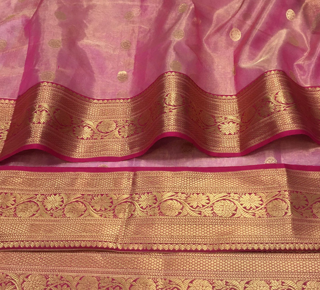 Pure Chanderi Handloom Pattu Silk Saree with Nakshi Border