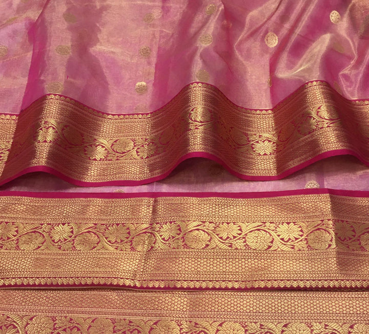 Pure Chanderi Handloom Pattu Silk Saree with Nakshi Border