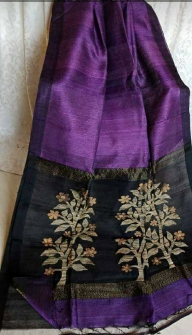 Pure Handloom Linen Silk Jamdani Buti Saree  ( Length- 6.3 meter )