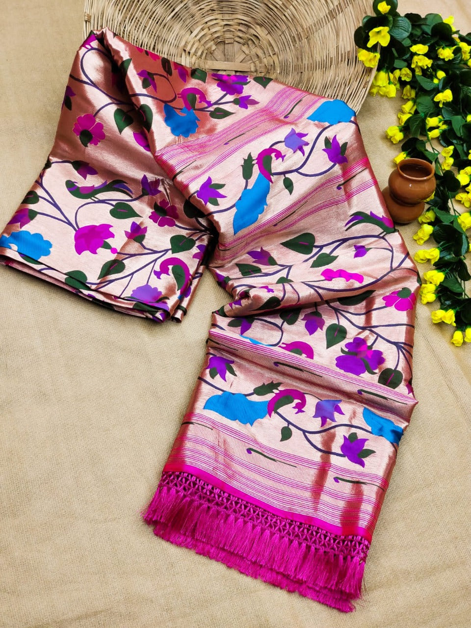 Blended Silk Paitheni Print Saree With Blouse. ( length- 6.3 meter )