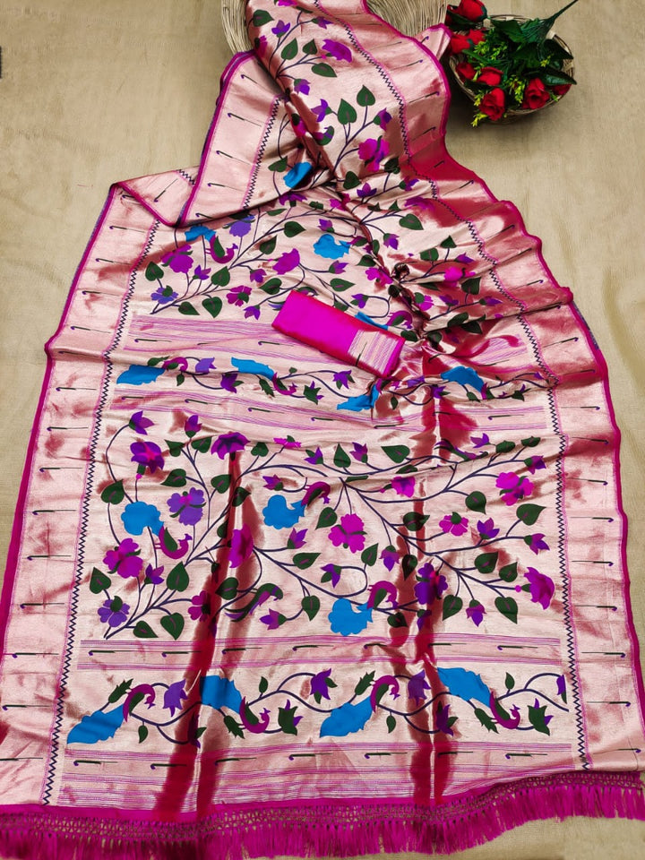 Blended Silk Paitheni Print Saree With Blouse. ( length- 6.3 meter )