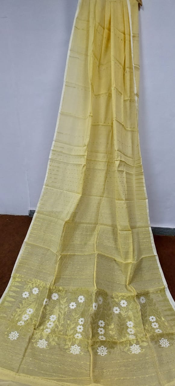 Pure Cotton Silk Jori Jamdani saree With weaving work. ( length- 6.3 meter )