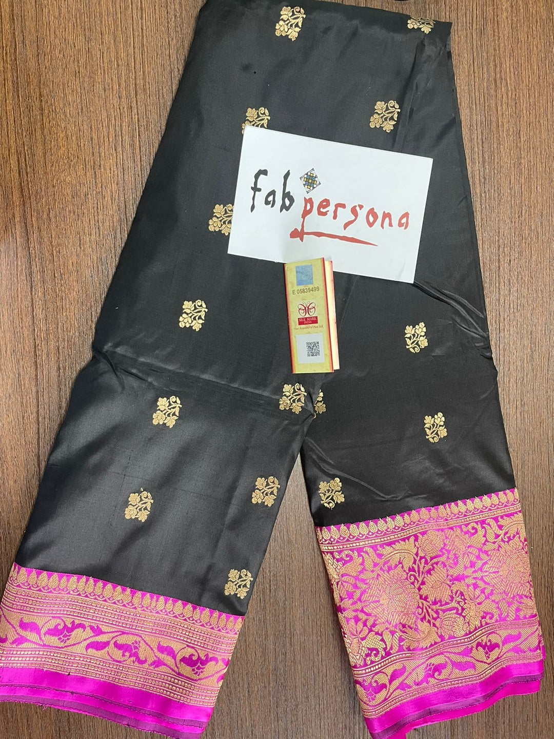 Black Color Pure Katan Silk Saree With Antique Zari Work ( Silk Mark Certified)