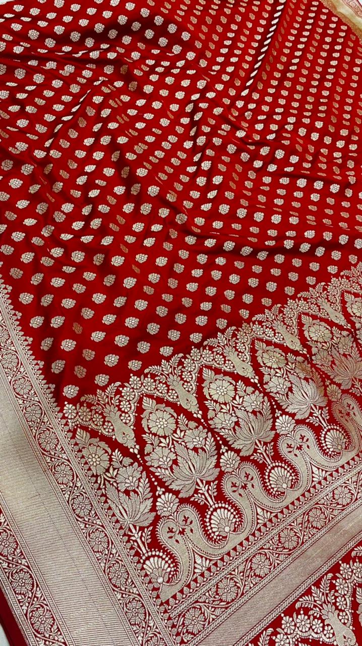 Pure Katan By Katan Kadhwa Weaved Silk Saree With Blouse.