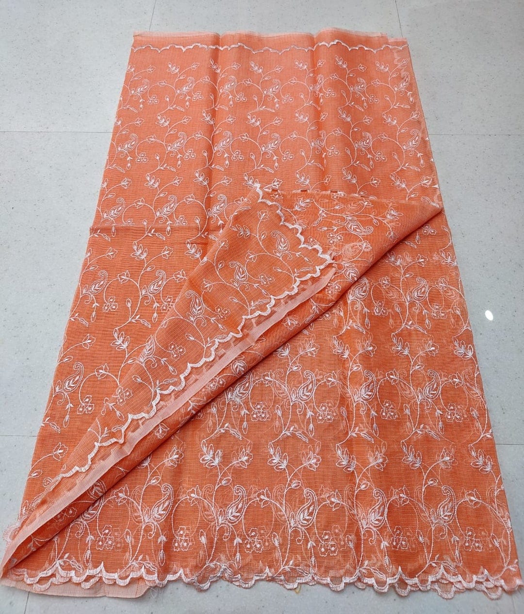 Pure Cotton Kota Doriya Embroidery work Saree With Blouse