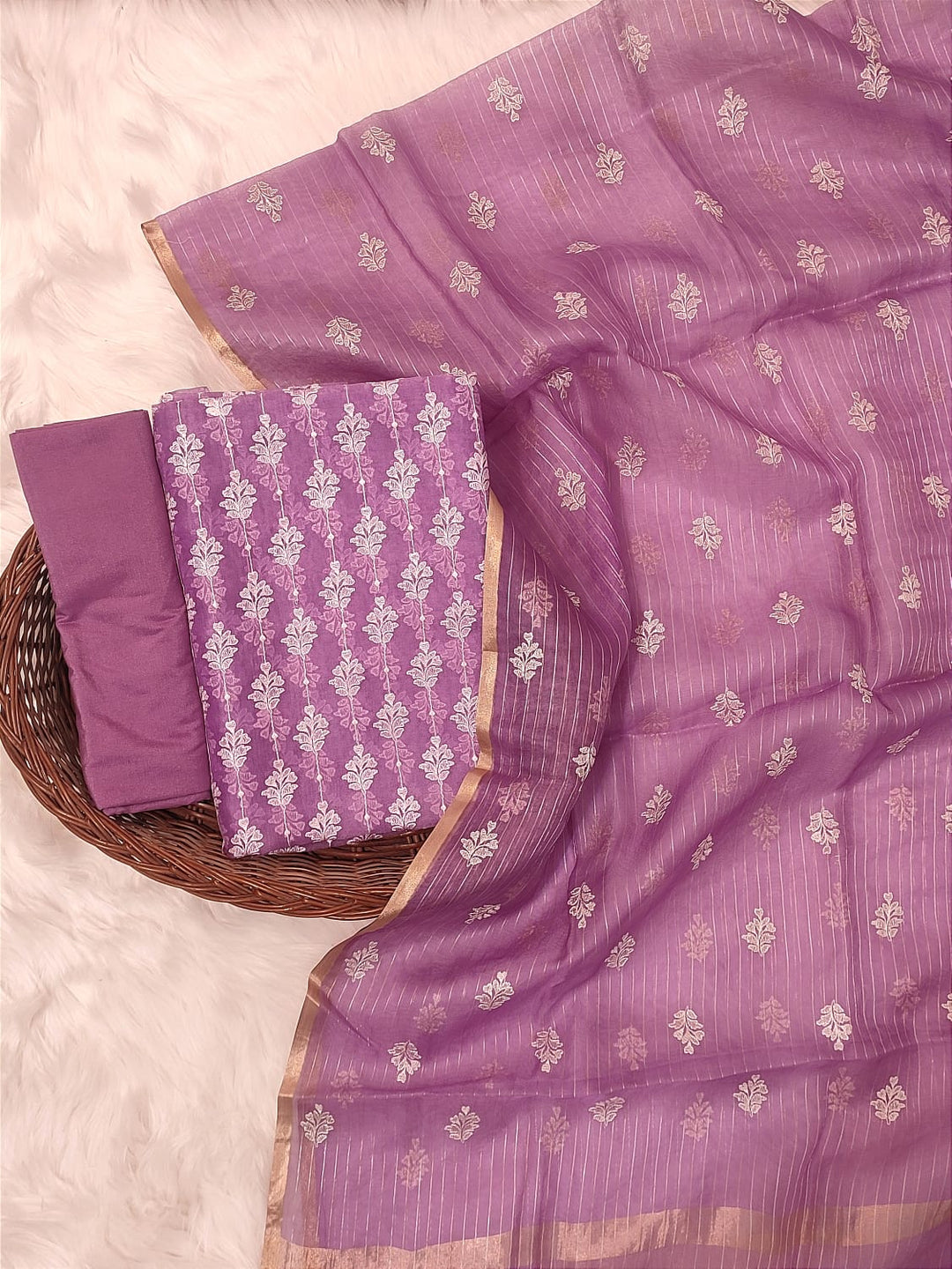 Banarasi Pure Organza Silk Embroidery Unstitched Suit With Organza Silk Dupatta.