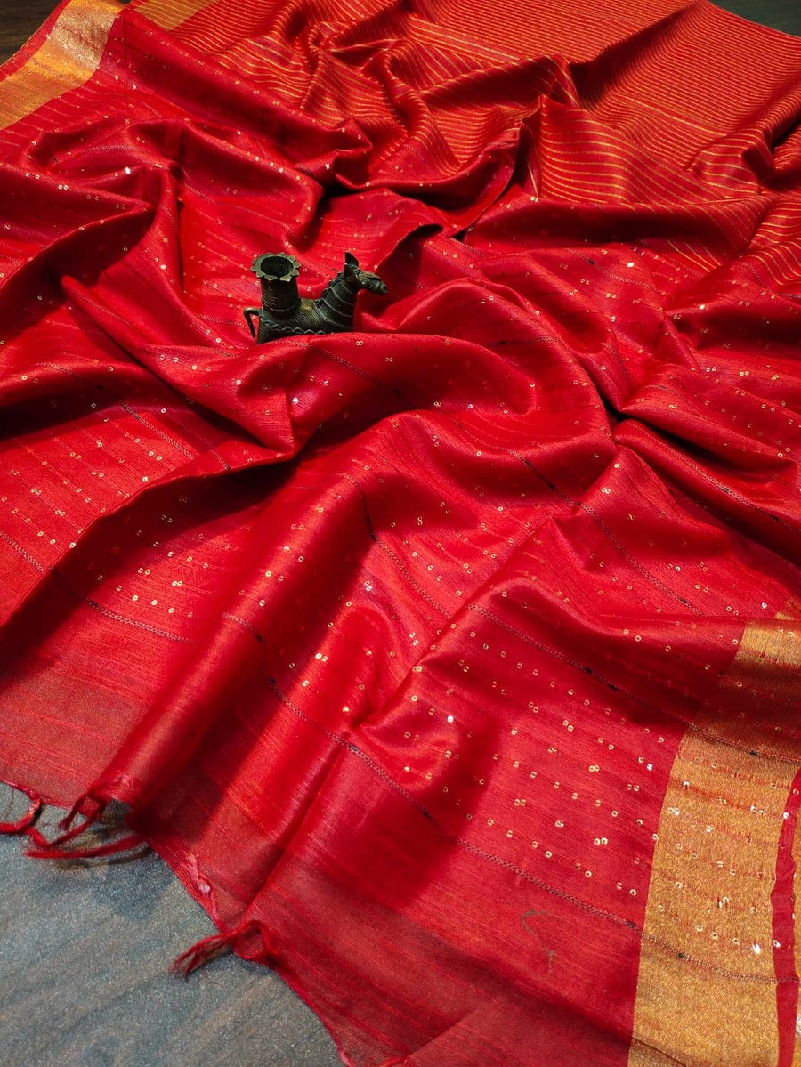 Pure Kota Silk Stripe Saree With Blouse.