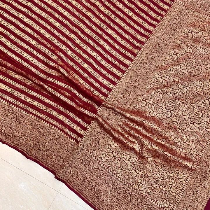 Pure Khaddi Georgette Silk Saree With Zari Work