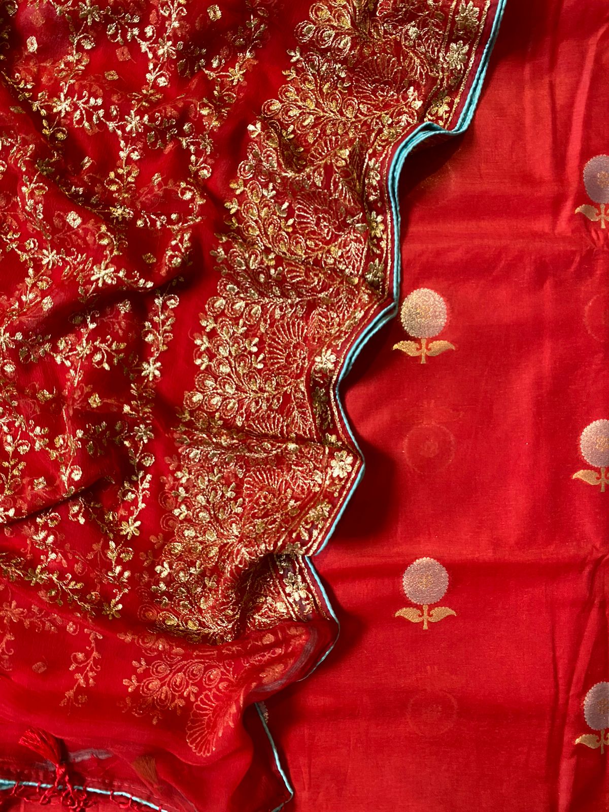 Pink Banarasi silk Partywear kurti Plazo suit