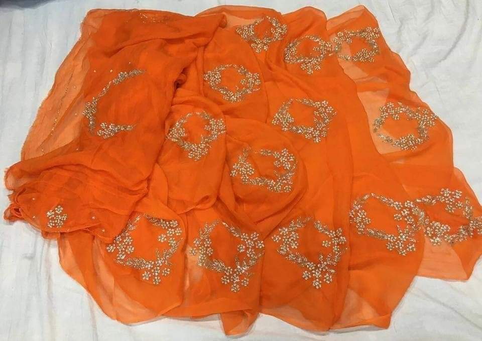 Pure Dimond Chiffon Saree 13 Big Buti With Running Blouse