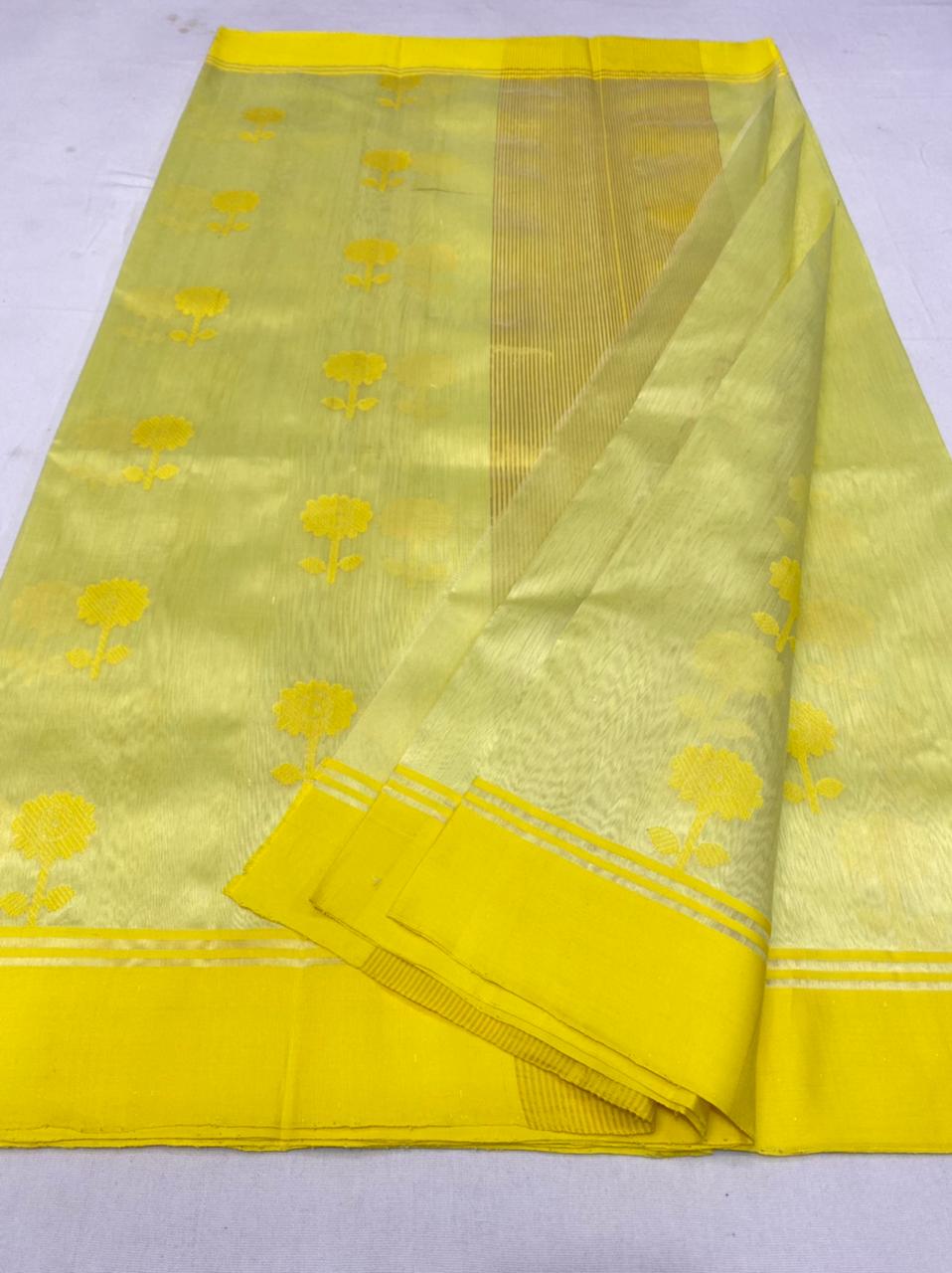 Pure Chanderi Silk Hand Woven Pattu Silk Saree With Blouse.