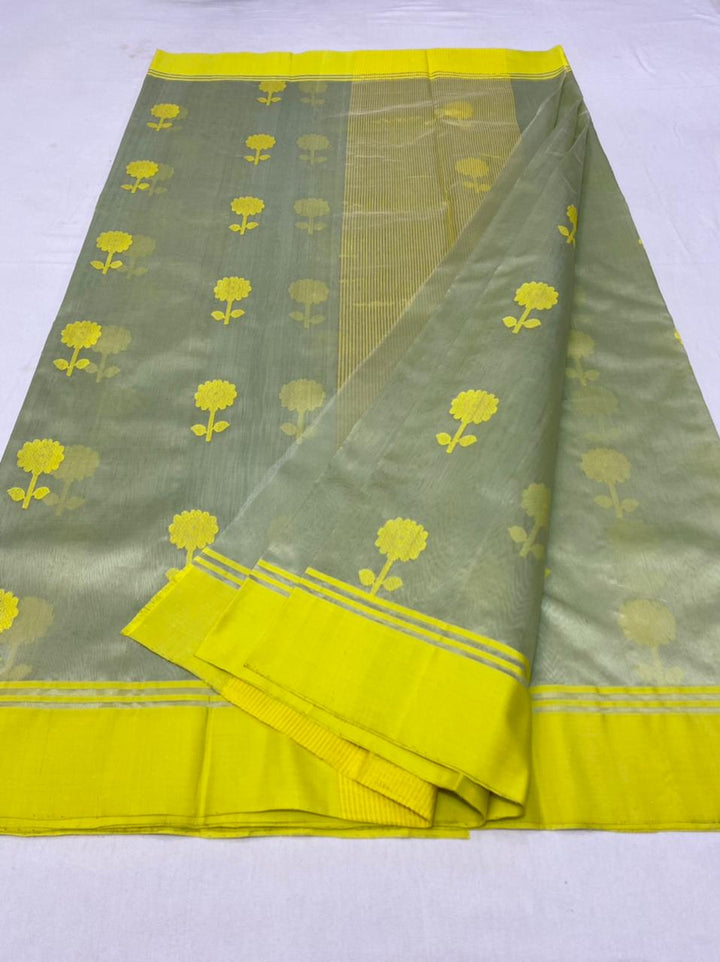 Pure Chanderi Silk Hand Woven Pattu Silk Saree With Blouse.