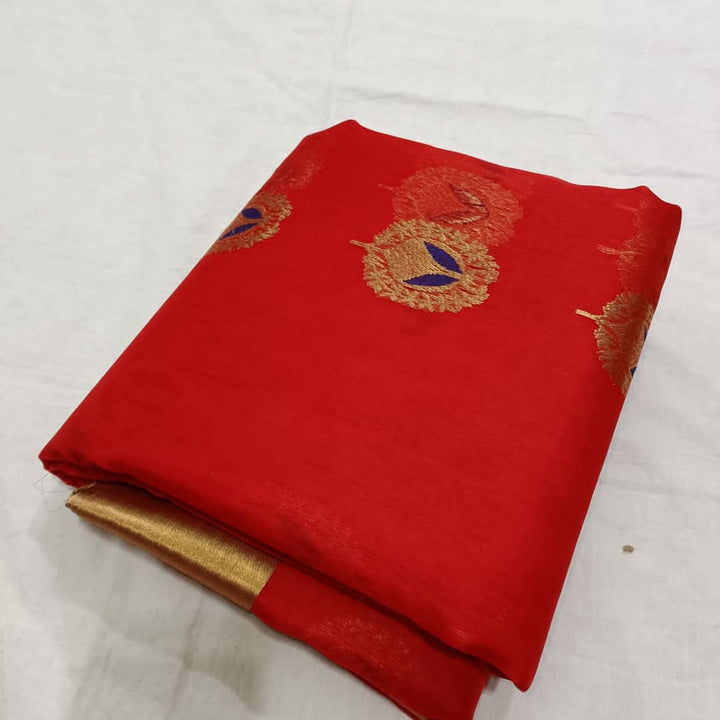 Pure Chanderi Silk Hand Woven  Saree With Blouse.